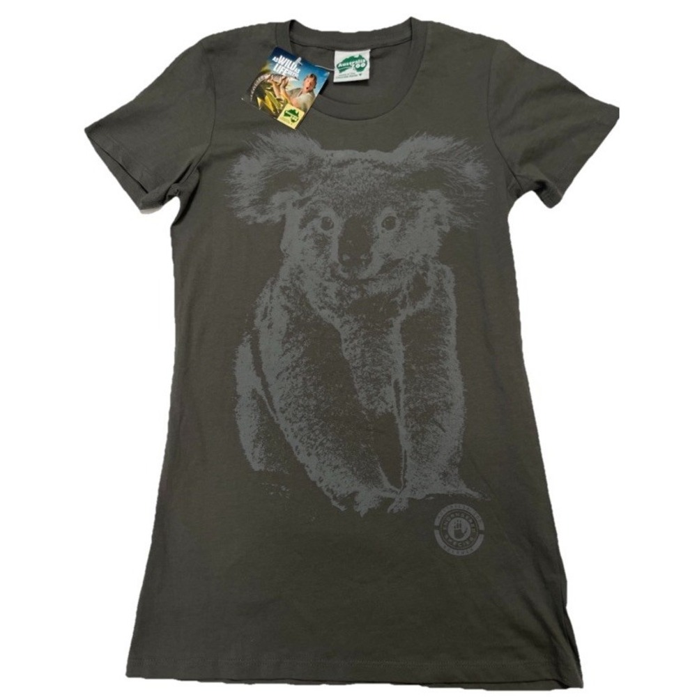 NEW Steve Irwin‎ animal adventures Australian zoo koala T shirt Women's XS Gray